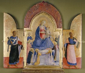 La Virgen y el Niño con ángeles y santos dominicos, San Pedro (izquierda) y San Pablo (derecha)